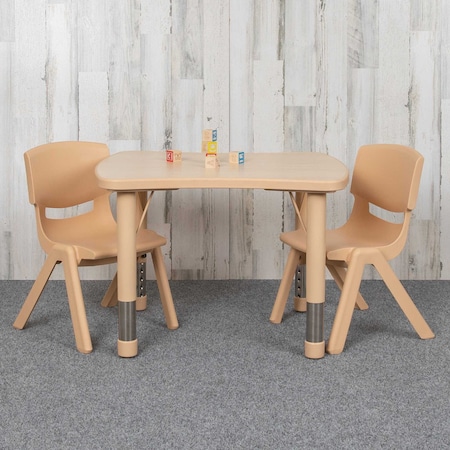 Flash Furniture Rectangle 21.875 W, 26.625 L, 23.5 H, Plastic, Steel, Brown YU-YCY-098-0032-RECT-TBL-NAT-GG